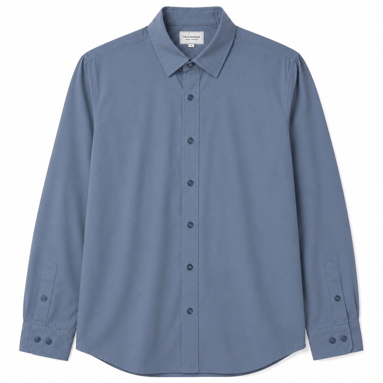 7 Diamonds 4 Way Stretch Liberty Shirt Mens Large Blue Long Sleeve Button Up